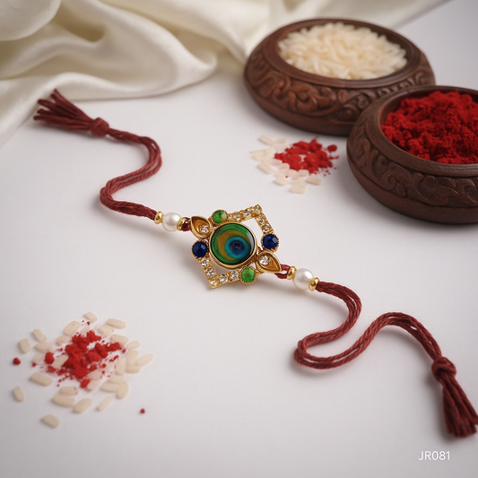 Sripik Rakhi, Chawal Roli Pack Set (1 Designer Rakhi Combo, 2 Roli Tika Pack)