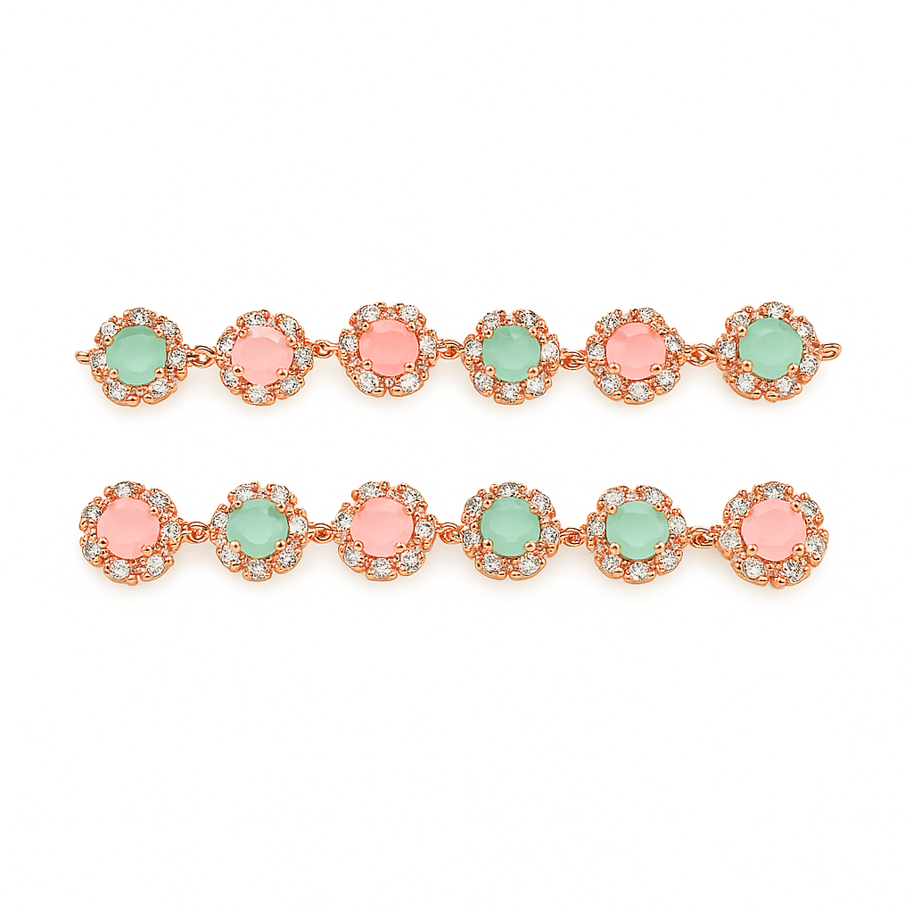 Sui dhaga Earrings long set of multicolour diamond earrings set for girls AD Sui dhaga earring for women Pack of 1