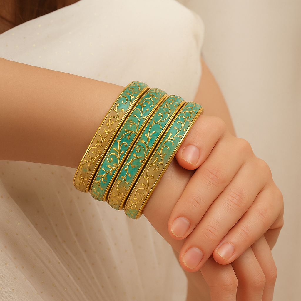 Traditional Glass Bangles Set for Women Set of 4